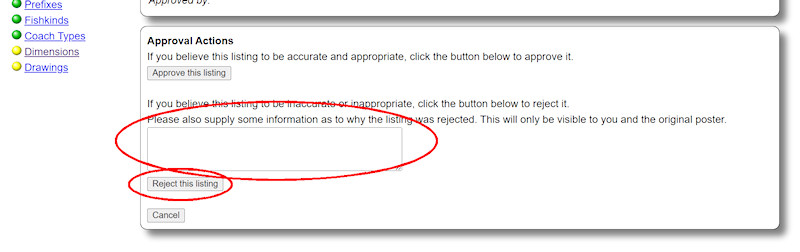 2.3.2.2 The Reject button and text box screenshot